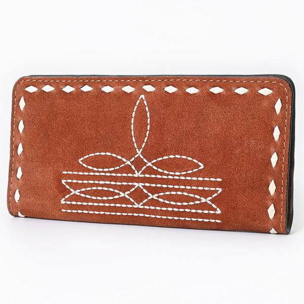 ADBG1687 American Darling Genuine Suede Clutch Bag | Western Boot Stitched Wallet