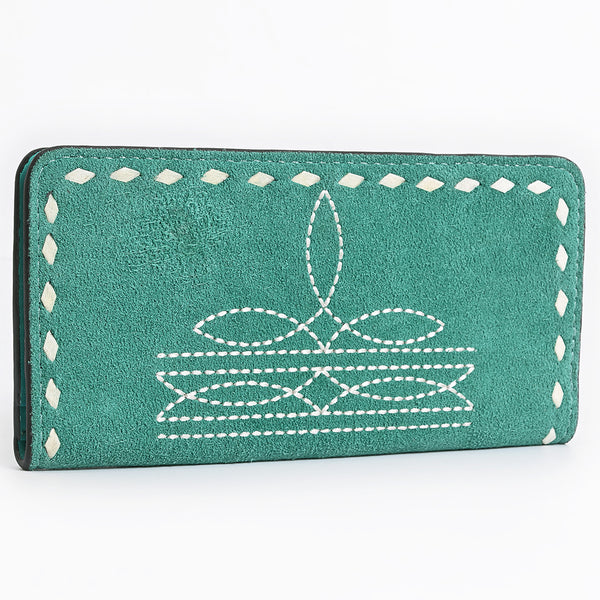 ADBG1687 American Darling Genuine Suede Clutch Bag | Western Boot Stitched Wallet