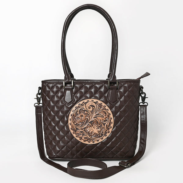 ADBG1689 American Darling Quilted Leather Tote Bag | Hand-Tooled Floral Accent Carryall