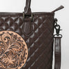ADBG1689 American Darling Quilted Leather Tote Bag | Hand-Tooled Floral Accent Carryall