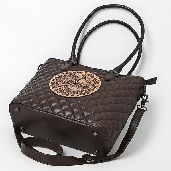 ADBG1689 American Darling Quilted Leather Tote Bag | Hand-Tooled Floral Accent Carryall
