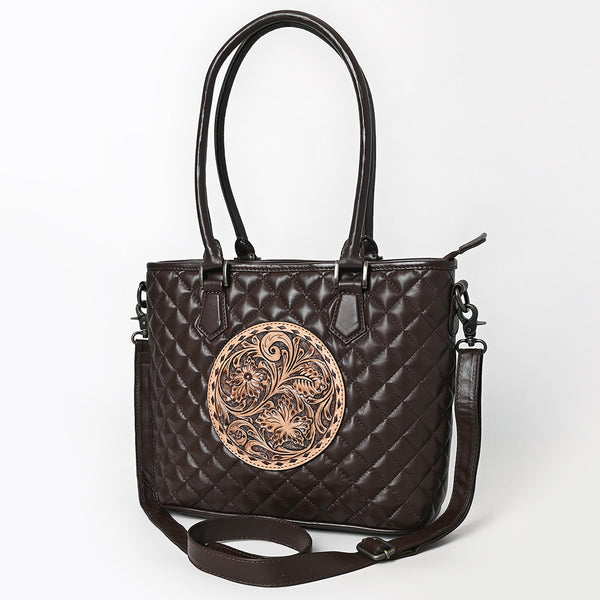 ADBG1689 American Darling Quilted Leather Tote Bag | Hand-Tooled Floral Accent Carryall