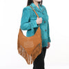 ADBGA733 American Darling Fringe Boot Stitched Genuine Leather Small Cross body Bag