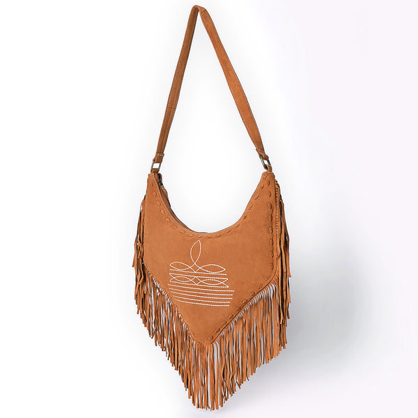 ADBGA733 American Darling Fringe Boot Stitched Genuine Leather Small Cross body Bag