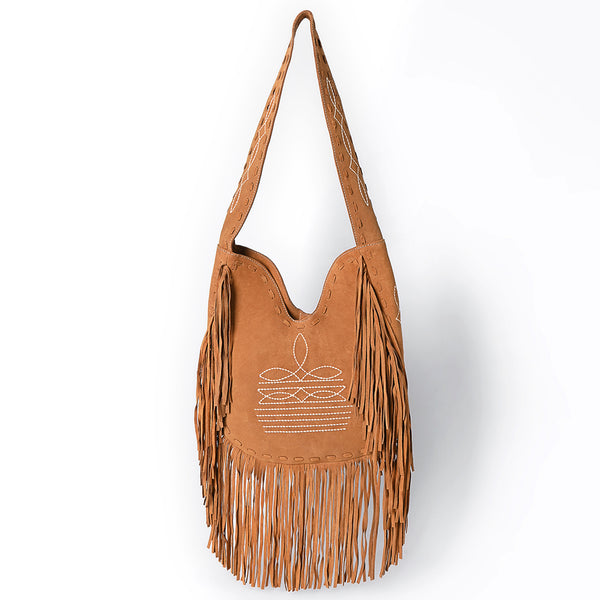 ADBGA734 American Darling Fringe Boot Stitched Genuine Leather Large Cross body Bag