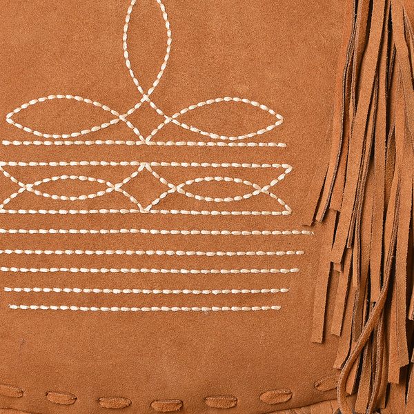 ADBGA734 American Darling Fringe Boot Stitched Genuine Leather Large Cross body Bag