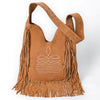 ADBGA734 American Darling Fringe Boot Stitched Genuine Leather Large Cross body Bag