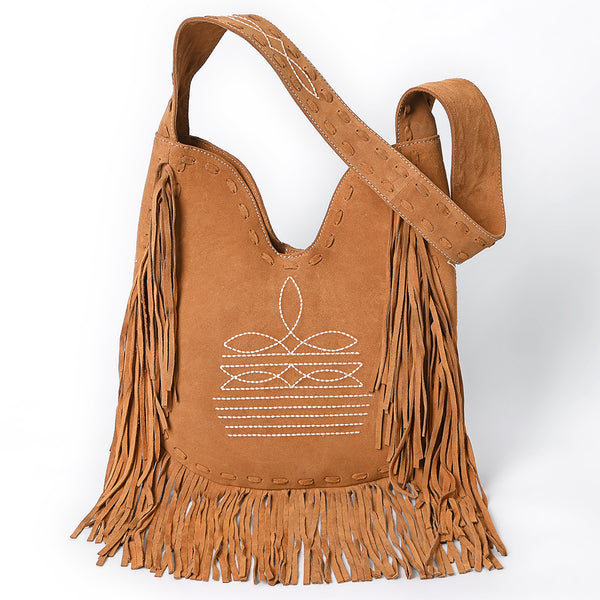 ADBGA734 American Darling Fringe Boot Stitched Genuine Leather Large Cross body Bag