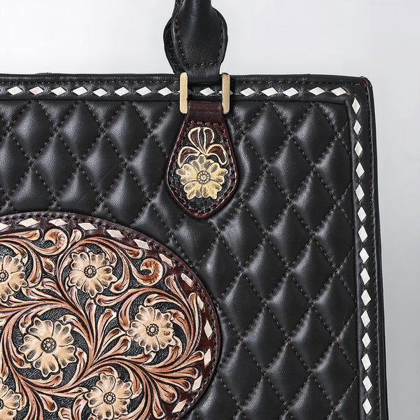 ADBGA735 American Darling Hand Tooled Floral Carved Genuine Leather Tote Bag