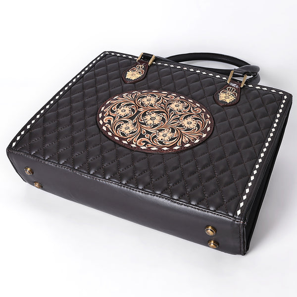 ADBGA735 American Darling Hand Tooled Floral Carved Genuine Leather Tote Bag