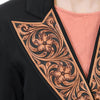 ADBZ060 American Darling Fabric Western Blazer with Harness Leather Lapels