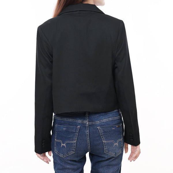 ADBZ060 American Darling Fabric Western Blazer with Harness Leather Lapels