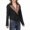 ADBZ060 American Darling Fabric Western Blazer with Harness Leather Lapels