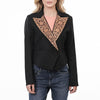 ADBZ060 American Darling Fabric Western Blazer with Harness Leather Lapels