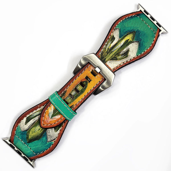 ADWAM124 American Darling Hand Painted Leather I Watch strap - Western Cactus Series