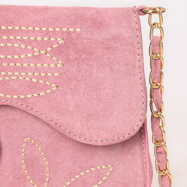 ADBGA692 American Darling Boot Stitched Genuine Suede Leather Small Cross body Bag