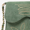 ADBGA692 Western Clutch Crossbody Bag with Cream Embroidery & Chain Strap