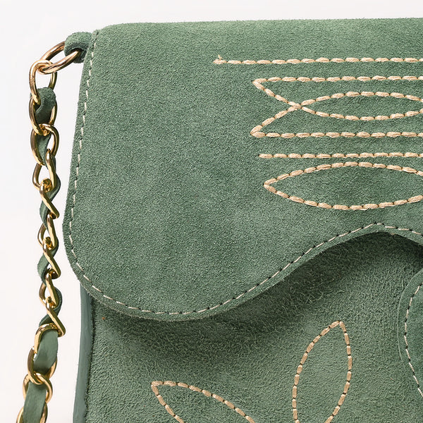 ADBGA692 Western Clutch Crossbody Bag with Cream Embroidery & Chain Strap