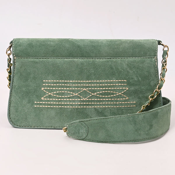 ADBGA692 Western Clutch Crossbody Bag with Cream Embroidery & Chain Strap