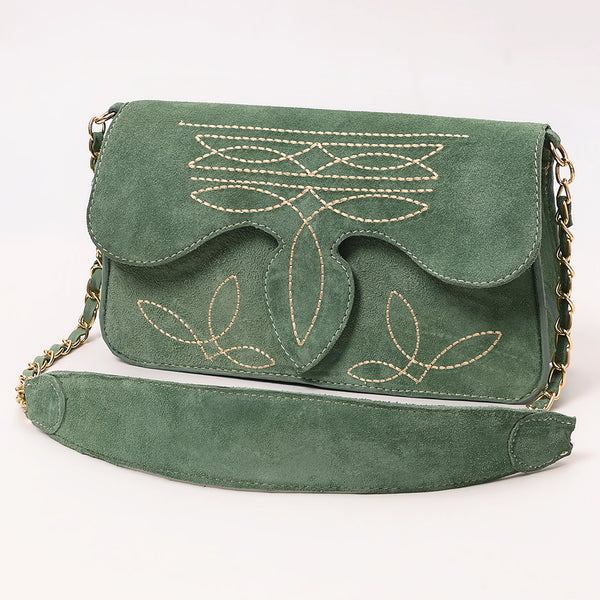 ADBGA692 Western Clutch Crossbody Bag with Cream Embroidery & Chain Strap