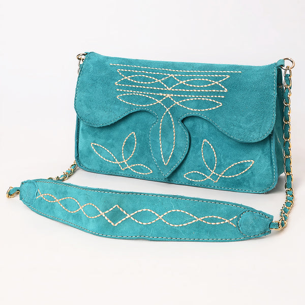 ADBGA692 Western Clutch Crossbody Bag with Cream Embroidery & Chain Strap
