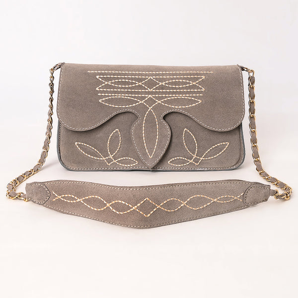 ADBGA692 Western Clutch Crossbody Bag with Cream Embroidery & Chain Strap