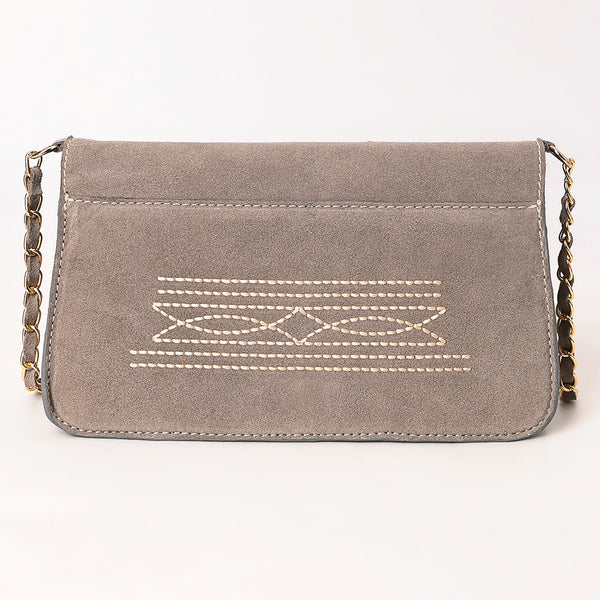 ADBGA692 Western Clutch Crossbody Bag with Cream Embroidery & Chain Strap