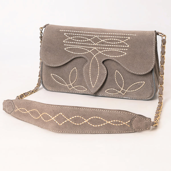 ADBGA692 Western Clutch Crossbody Bag with Cream Embroidery & Chain Strap