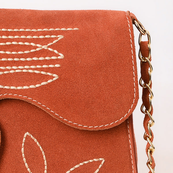 ADBGA692 American Darling Boot Stitched Genuine Suede Leather Small Cross body Bag