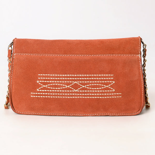 ADBGA692 Western Clutch Crossbody Bag with Cream Embroidery & Chain Strap