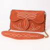 ADBGA692 Western Clutch Crossbody Bag with Cream Embroidery & Chain Strap