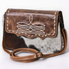 ADBG1691 American Darling Hair-On Cowhide Small Crossbody | Western Boot Stitched