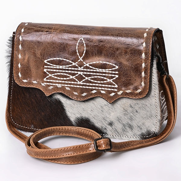 ADBG1691 American Darling Hair-On Cowhide Small Crossbody | Western Boot Stitched