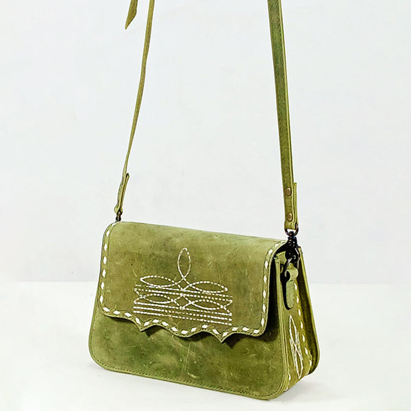 ADBG1692 American Darling Small Leather Crossbody | Western Boot Stitched