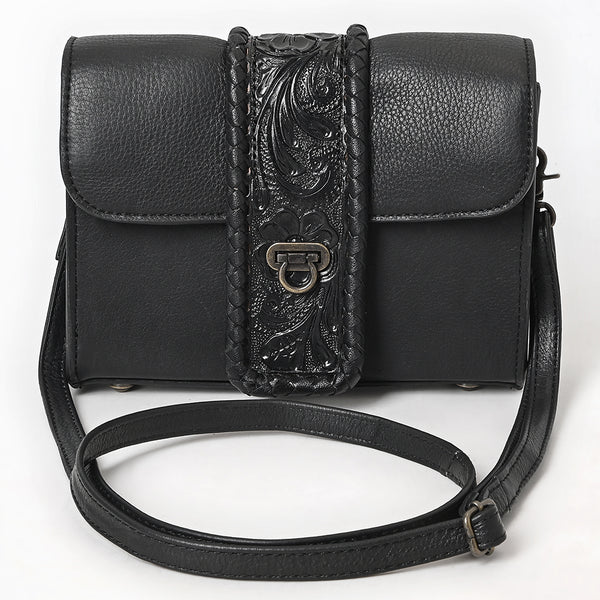 ADBG1694 American Darling Braided Hand-Tooled Genuine Leather Crossbody Bag Floral Carved Accent |