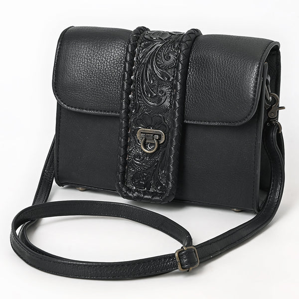 ADBG1694 American Darling Braided Hand-Tooled Genuine Leather Crossbody Bag Floral Carved Accent |