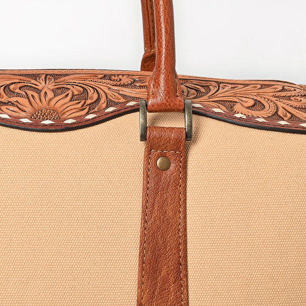 ADBG1697 American Darling Hand Tooled Genuine Leather Duffel Bag | Canvas Travel Carryall
