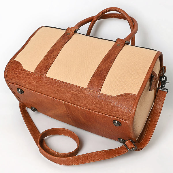 ADBG1697 American Darling Hand Tooled Genuine Leather Duffel Bag | Canvas Travel Carryall