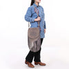 ADBGA713 American Darling Western Boot Stitched Genuine Suede Leather Fringe Messenger Bag