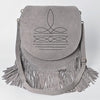 ADBGA713 American Darling Western Boot Stitched Genuine Suede Leather Fringe Messenger Bag