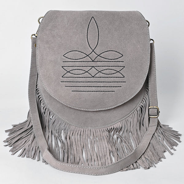 ADBGA713 American Darling Western Boot Stitched Genuine Suede Leather Fringe Messenger Bag