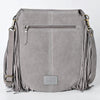 ADBGA713 American Darling Western Boot Stitched Genuine Suede Leather Fringe Messenger Bag
