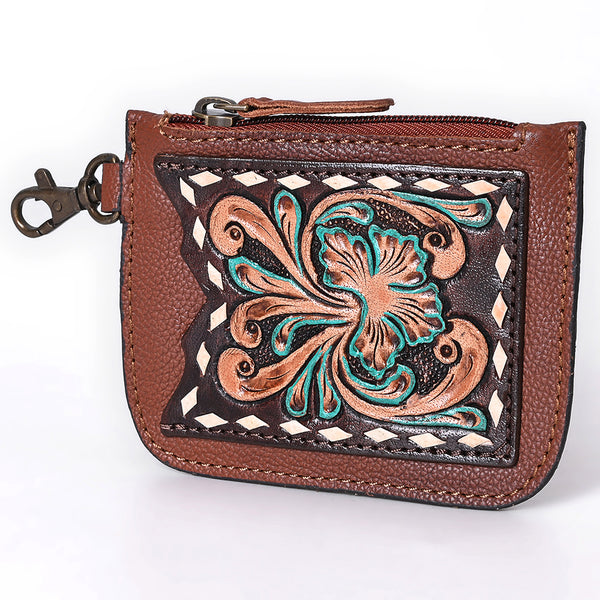 ADBGA663 American Darling Hand Tooled Floral Genuine Leather Coin Purse