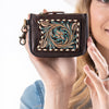 ADBGA663 American Darling Hand Tooled Floral Genuine Leather Coin Purse