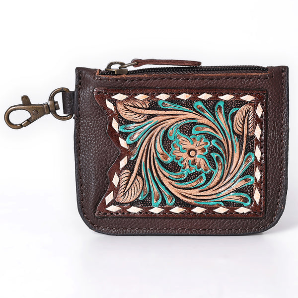 ADBGA663 American Darling Hand Tooled Floral Genuine Leather Coin Purse