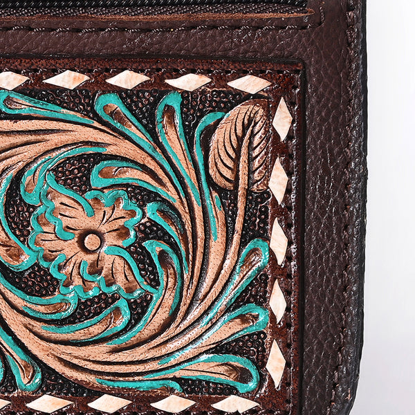 ADBGA663 American Darling Hand Tooled Floral Genuine Leather Coin Purse
