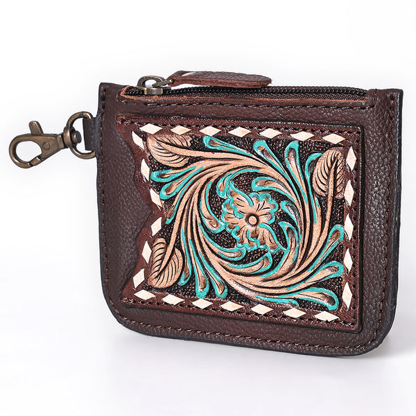 ADBGA663 American Darling Hand Tooled Floral Genuine Leather Coin Purse