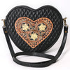 ADBGA745 American Darling Quilted Hand Tooled Floral Carved Genuine Leather Canteen Bag