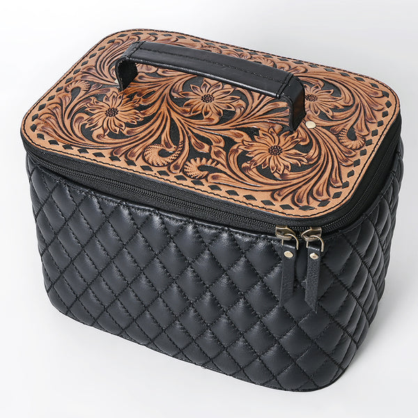 ADBGA747 American Darling Quilted Hand Tooled Floral Carved Genuine Leather Jewelry Case
