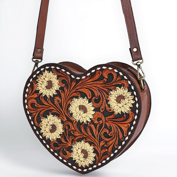 ADBGA744 American Darling Hand Tooled Floral Carved Genuine Leather Canteen Bag